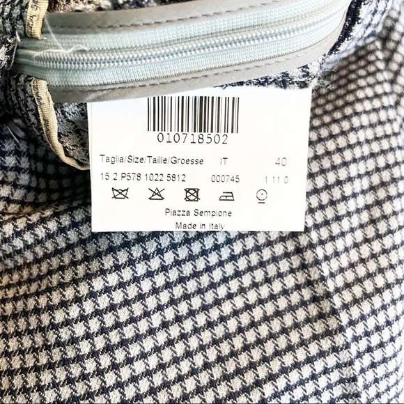 Piazza Sempione Blue Plaid Checkered Skinny Straight Leg Work Pants - Picture 6 of 9